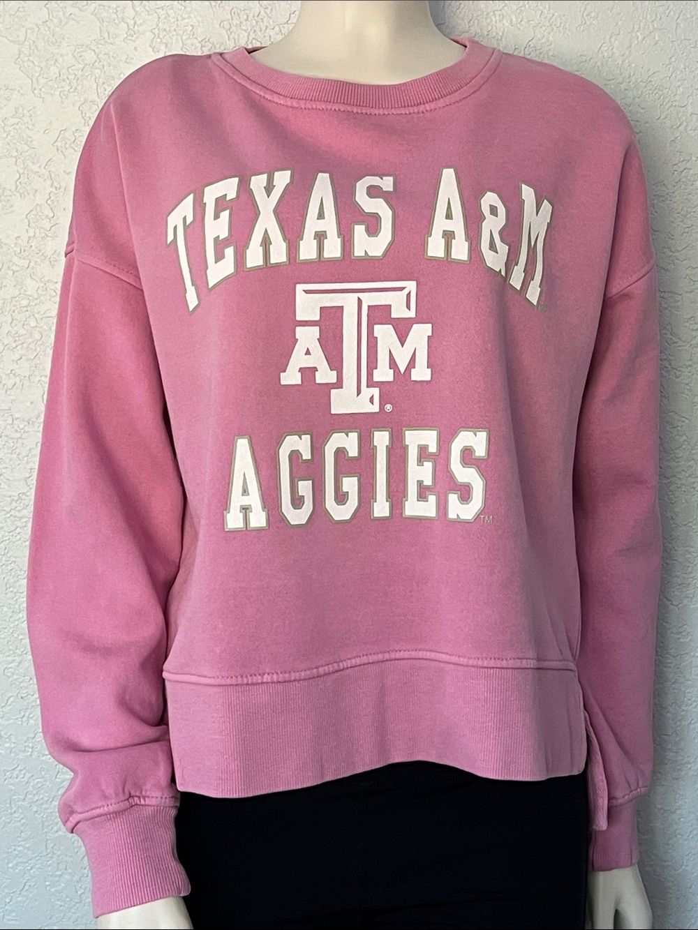 Texas A&M Aggies Cropped Pink Sweatshirt Womens Small Chicka-d Game Day NWT